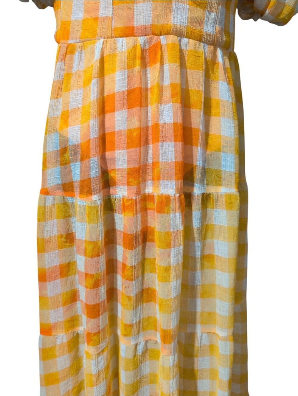 For Love & Lemons Mimosa Maxi Dress - Yellow Gingham Puff Sleeve S - Picture 15 of 16